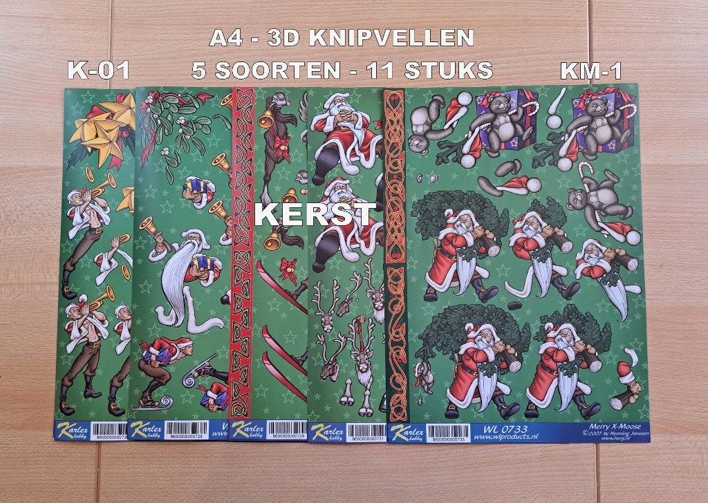 35...A4-3D KNIPVELLEN KERST 27 SOORTEN-132 VELLEN, Ophalen of Verzenden, Nieuw, Meerdere plaatjes