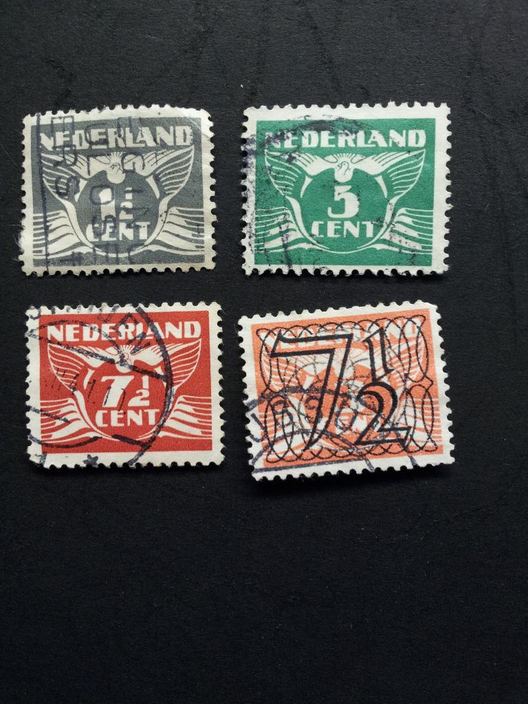 Nederland vliegende duif, 1 met overdruk gestempeld, Ophalen of Verzenden, Na 1940, Gestempeld