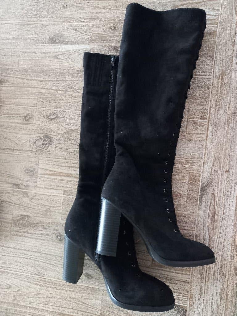 z.g.a.n. zwarte suede lange Star collection laarzen mt 41, Hoge laarzen, Zwart, Star Collection, Ophalen of Verzenden