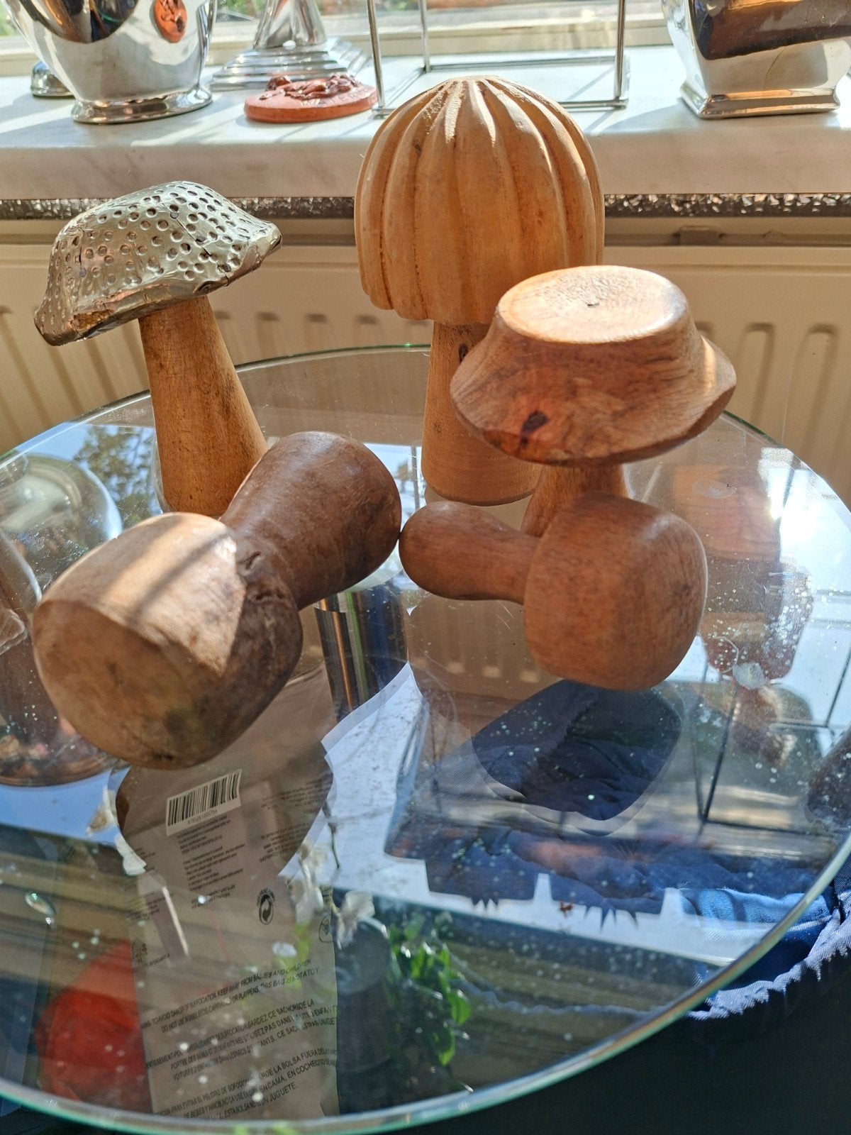 Decoratieve houten paddenstoelen set, Antiek en Kunst, Ophalen