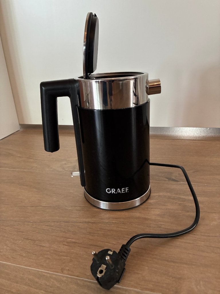 Graef waterkoker WK402 zwart 1 liter, Witgoed en Apparatuur, 1 tot 2 liter, Ophalen of Verzenden, Gebruikt, Rvs