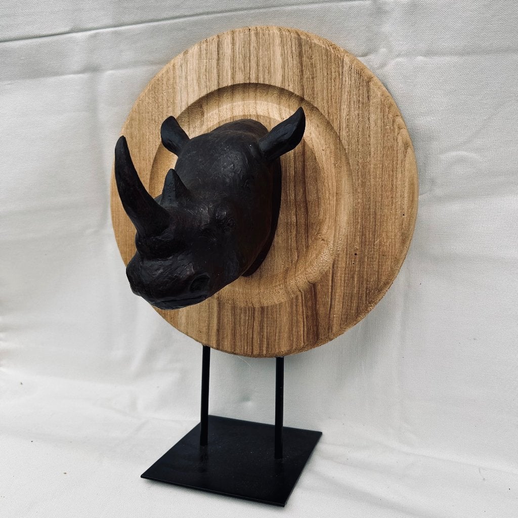 Neushoorn woondeco op metalen voet poly huis tuin, Antiek en Kunst, Ophalen of Verzenden