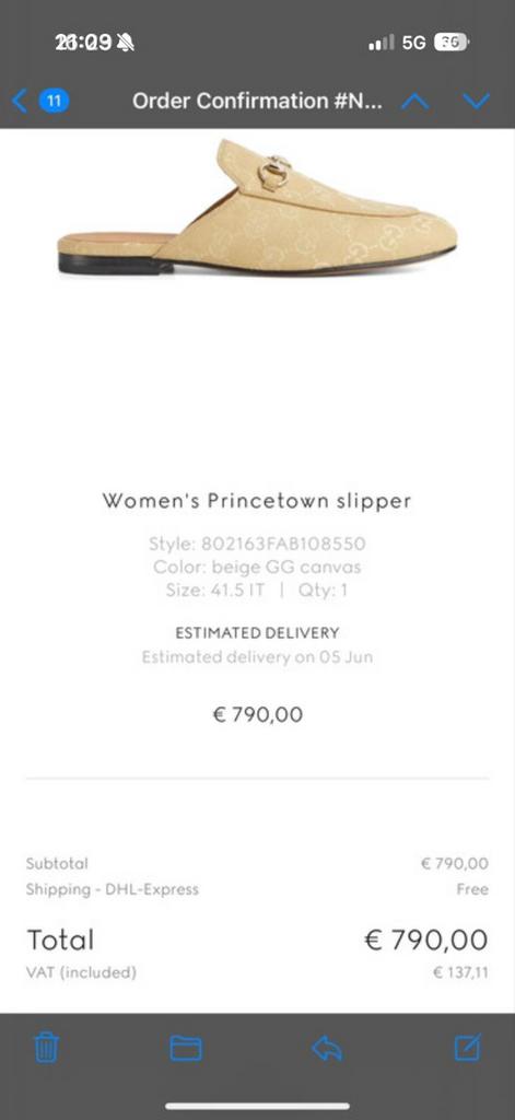 Originele Gucci Princetown Loafers Dames - Beige Canvas, Ophalen of Verzenden, Gedragen, Beige, Instappers