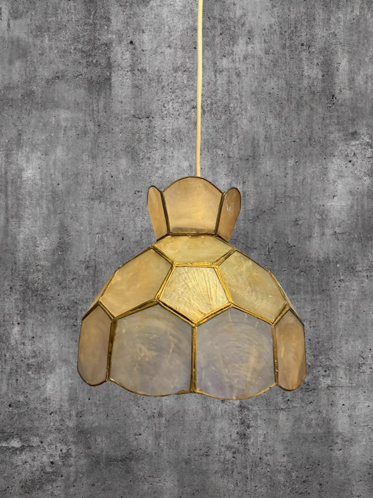 Vintage Arditi Nacre Hanglamp – Capiz Schelp – Italië, 50 tot 75 cm, Ophalen of Verzenden, Vintage design regency style retro