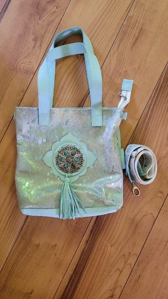 Schoudertas shopper Ganesha met turkoois stenen, Overige merken, Blauw, Ophalen of Verzenden, Zo goed als nieuw