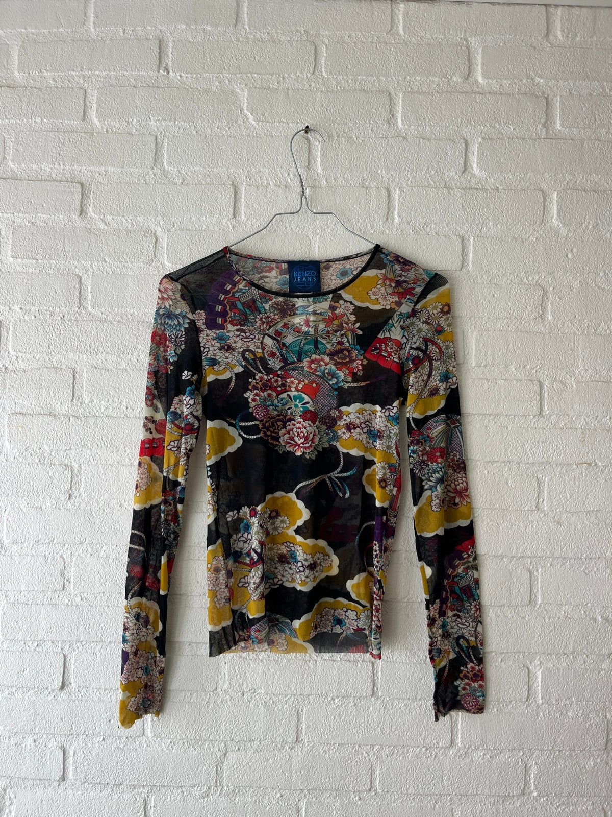 Kenzo vintage mesh blouse top y2k avant-garde, Kleding | Dames, Maat 38/40 (M), Zwart, Ophalen of Verzenden, Zo goed als nieuw