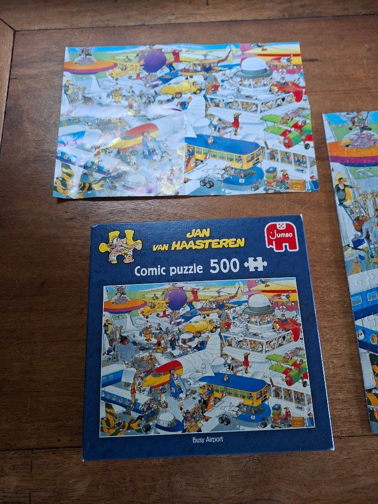 Jan van Haasteren puzzel. ,,Busy airport,, nr. 82108, Ophalen of Verzenden, 500 t/m 1500 stukjes, Gebruikt, Legpuzzel