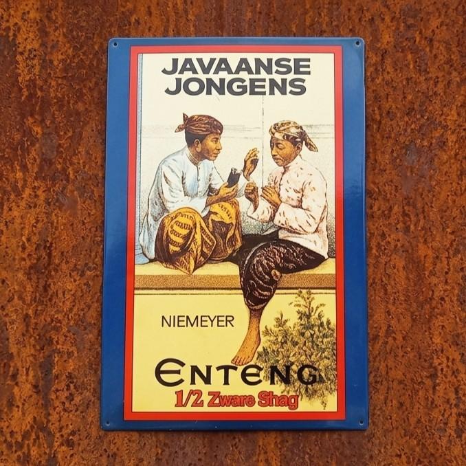 Reclamebord Javaanse Jongens Tabak Shag Niemeyer Vintage 80s, Ophalen of Verzenden, Overige typen