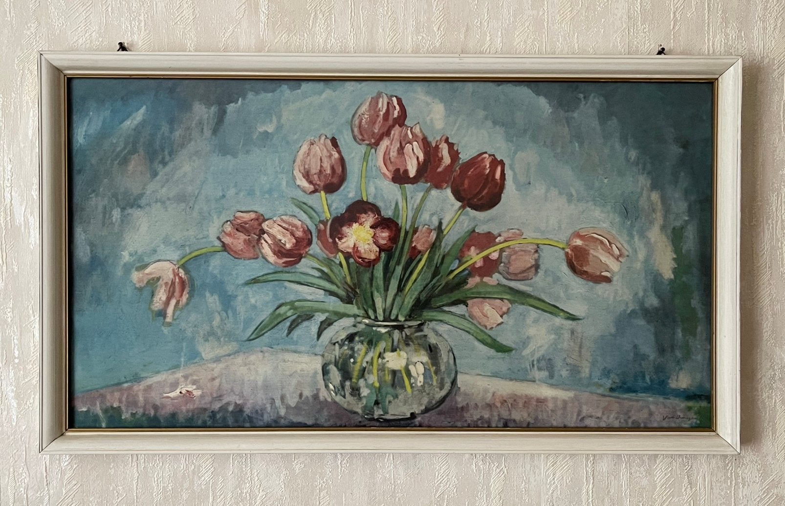 Antiek schilderij Tulpen - Kees van Dongen, Bloemen, Doek, Impressionistisch, Ophalen of Verzenden