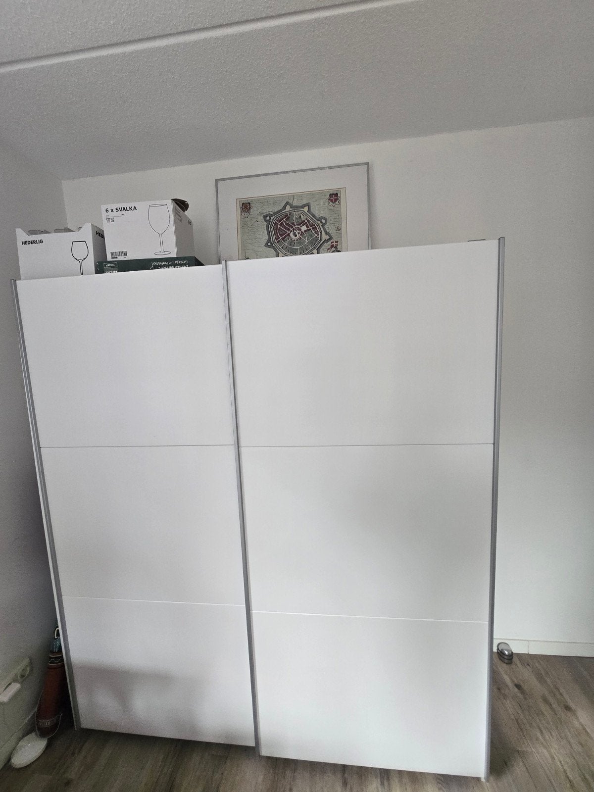 Schuifdeurkast NOVA 2-deurs, alpine wit, 175x197x59 cm, Met deur(en), 150 tot 200 cm, Ophalen of Verzenden, Zo goed als nieuw