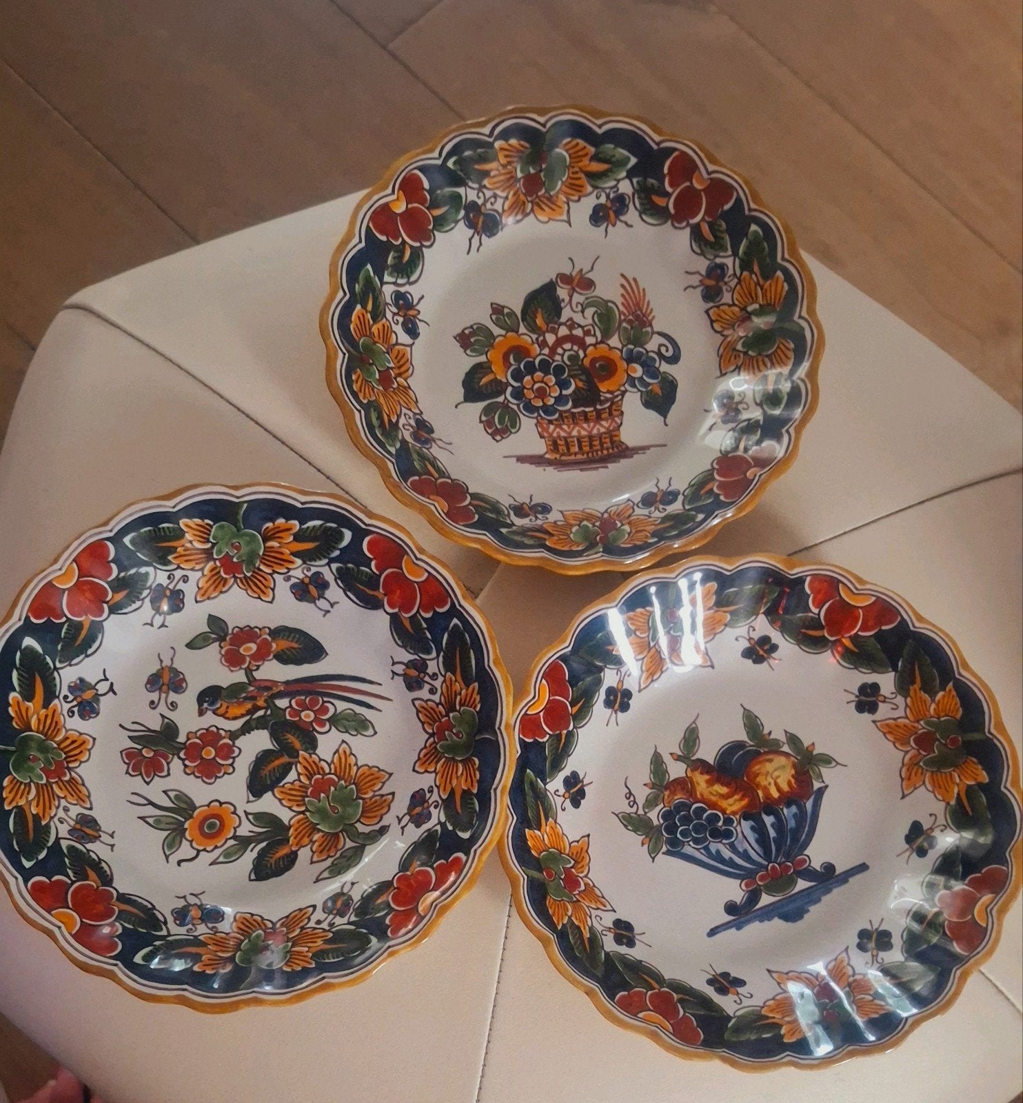 Prachtige set van 3 Makkum wandborden (Tichelaar, model 128), Ophalen of Verzenden
