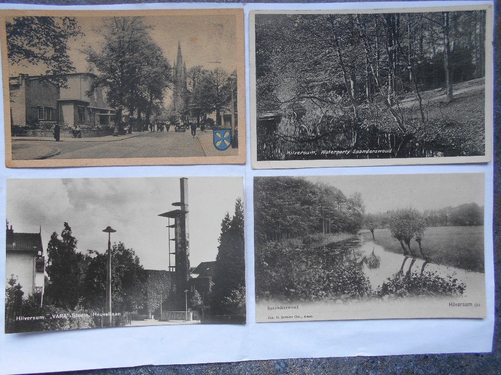 Hilversum leuke partij van vijf oude kaarten oud Hilversum, Verzamelen, Ansichtkaarten | Nederland, Ophalen of Verzenden, 1940 tot 1960