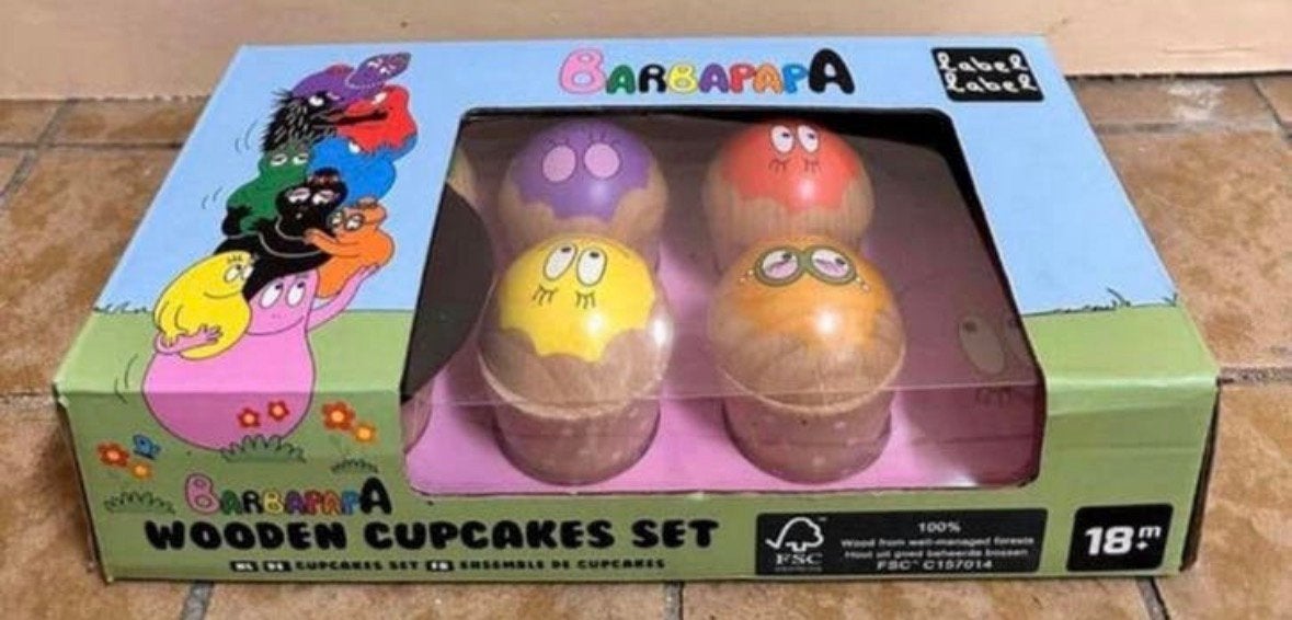 Nieuw Houten Barbapapa Cupcake Set / Label Label, -, -, Overige typen, Nieuw
