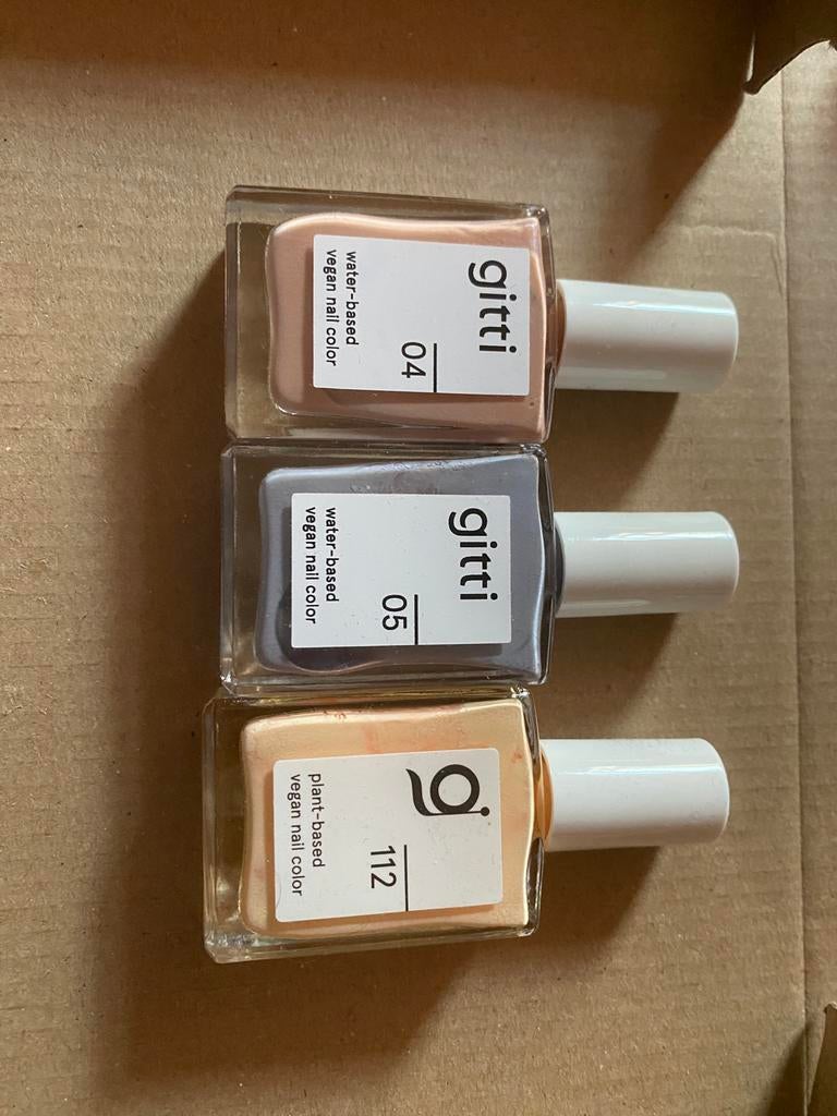Gitti plant based & water based nagellak 3 stuks, natuurlijk, Overige kleuren, Ophalen of Verzenden, Zo goed als nieuw, Handen en Nagels