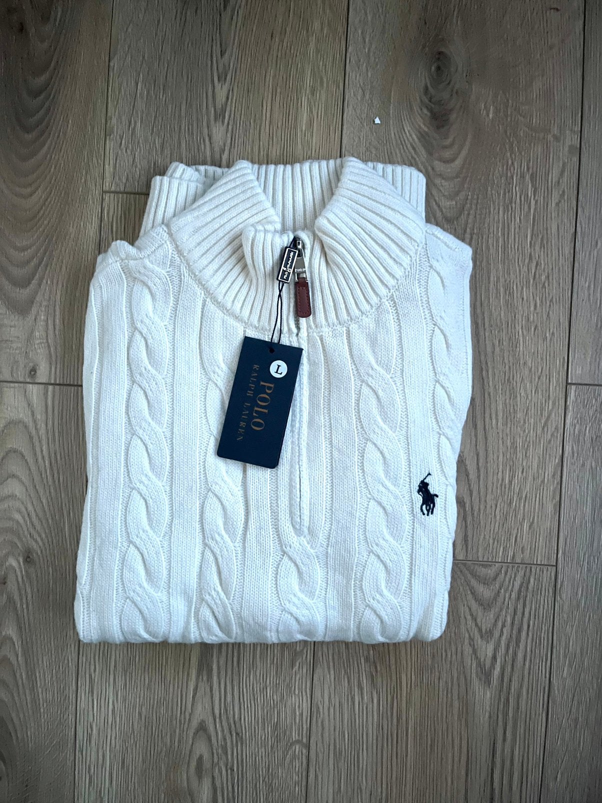 Ralph Lauren knitted quarter zip - wit - L, Ophalen of Verzenden, Nieuw, Maat 52/54 (L), Wit