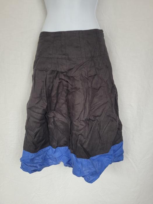 Gave zwart-blauwe rok, linnen, mt 40 merk Bijenkorf, Maat 38/40 (M), ., Zwart, Ophalen of Verzenden