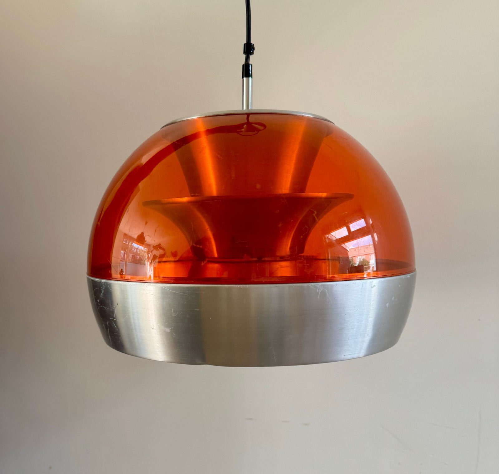 Vintage Oranje Hanglamp van Dijkstra - Jaren '70 Design, Ophalen of Verzenden