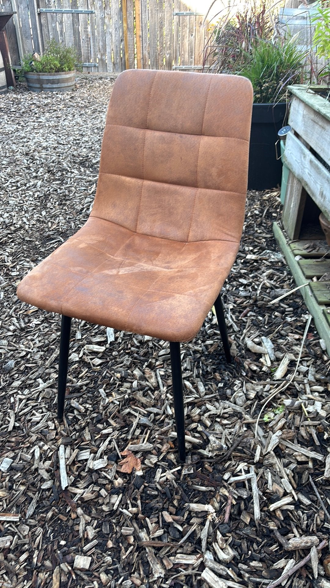 2x lederen eetkamer stoel cognac, Huis en Inrichting, Ophalen, Gebruikt, Twee, Bruin