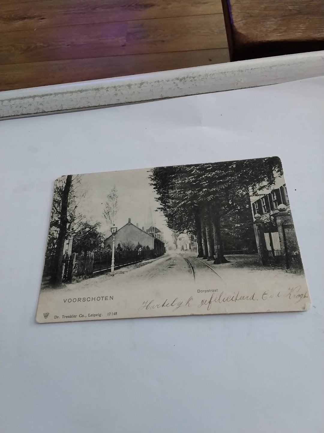 Oude Ansichtkaart Voorschoten Dorpstraat Gelopen 1902, Verzamelen, Ophalen of Verzenden, Voor 1920, Gelopen, Zuid-Holland