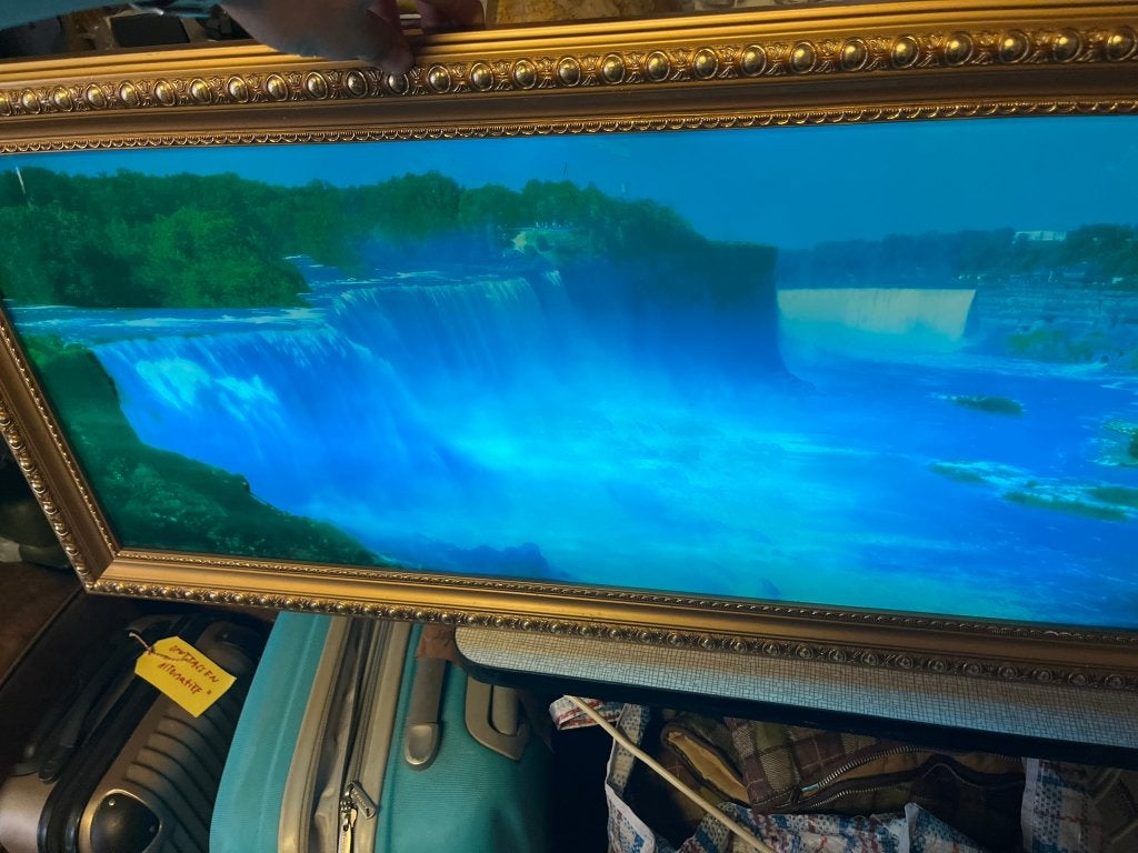 Waterval schilderij met licht , geluid en stromend water, Antiek en Kunst, Kunst | Tekeningen en Foto's, Ophalen, Gemengde techniek