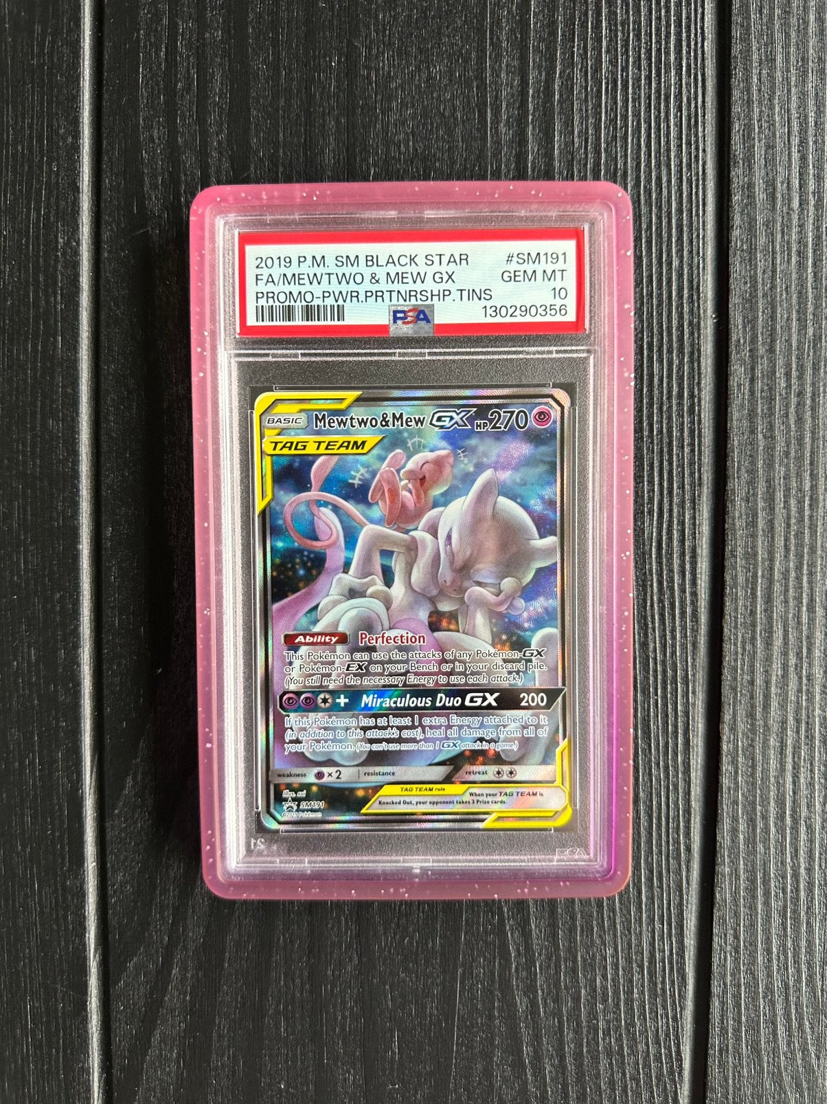 Mewtwo & Mew GX SM191 PSA10 - tag team promo