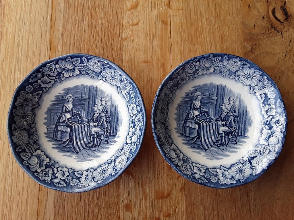 2 vintage schaaltjes Liberty Blue Betsy Ross, Ophalen of Verzenden