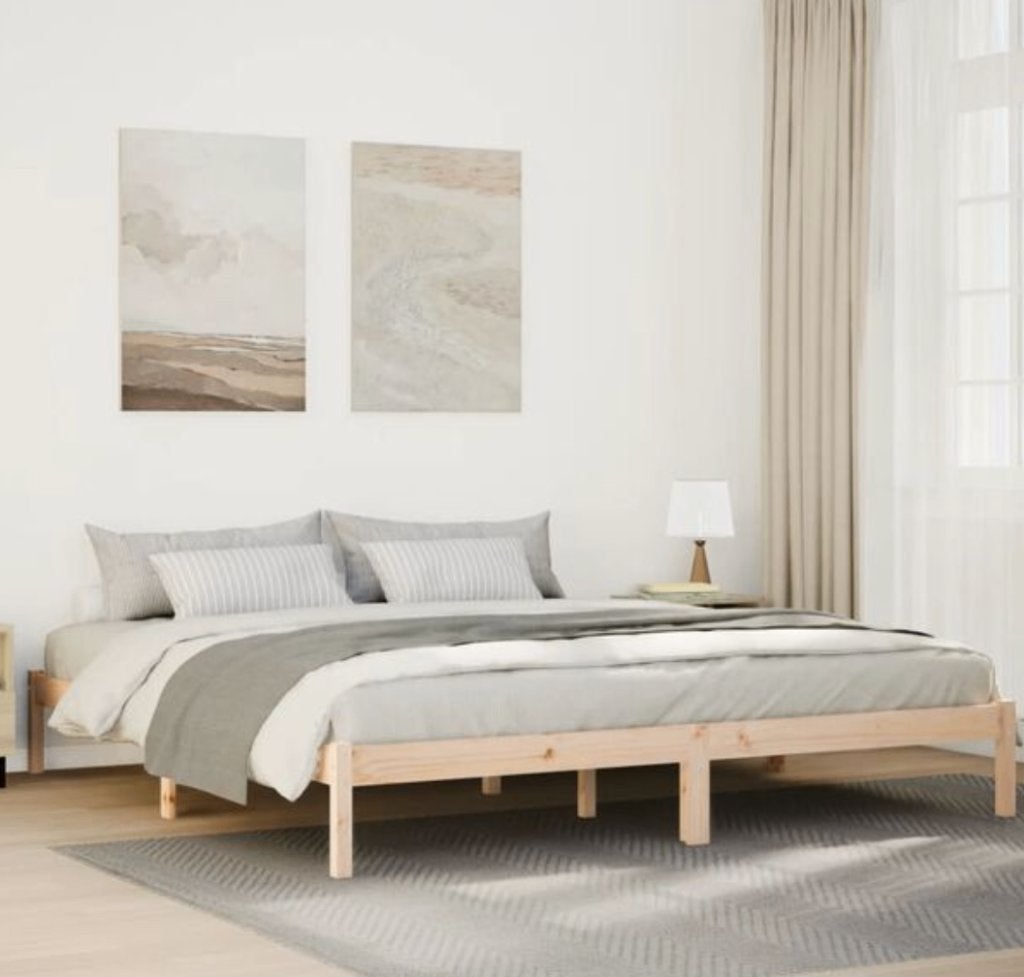 Nieuw! Twee persoonsbed frame hout 200x220, Bruin, Ophalen of Verzenden, Overige maten, Hout