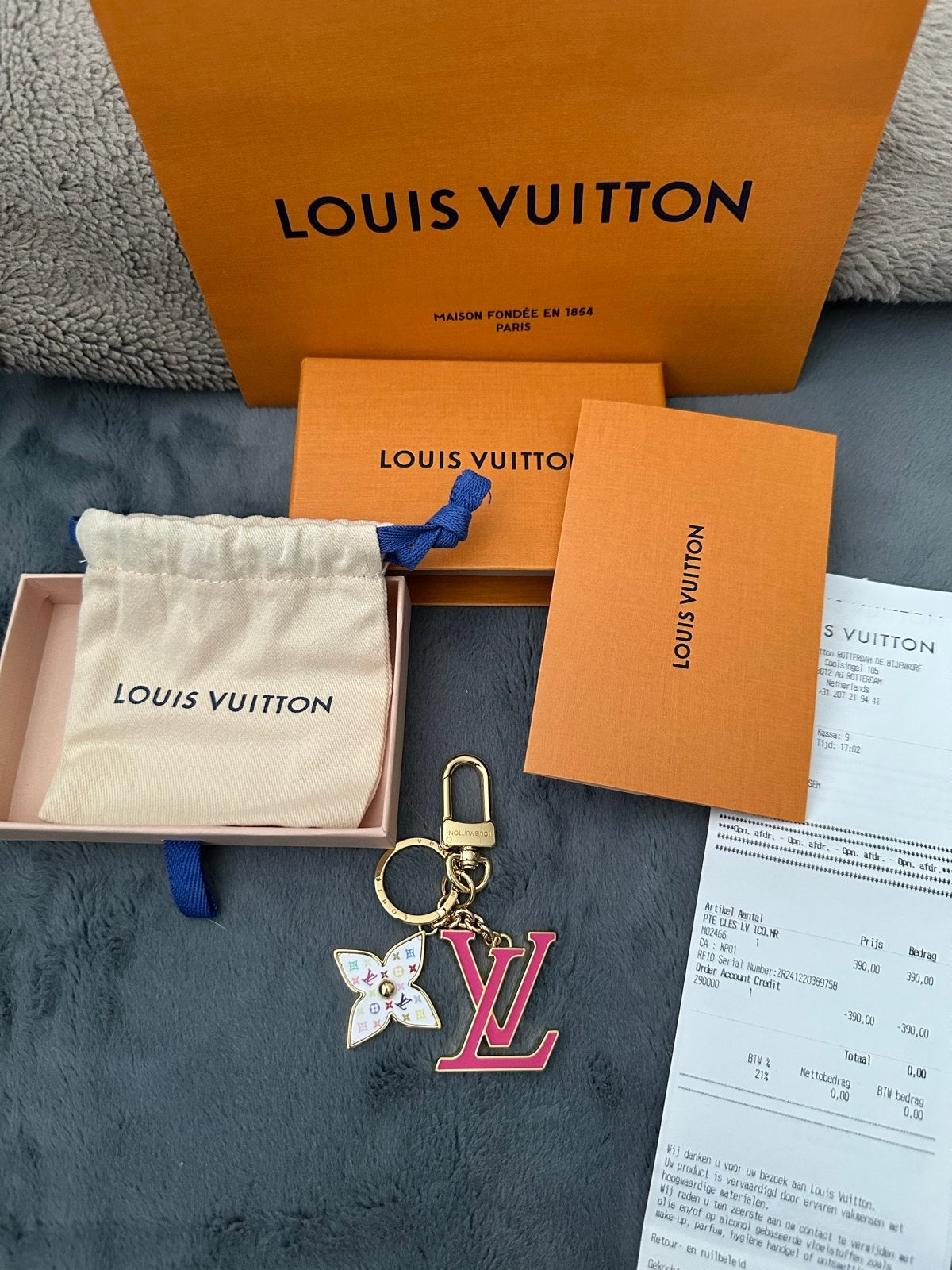 Nieuwe Louis Vuitton Murakami Sleutel/tashanger- Roze/Wit, Ophalen, Nieuw, Merk