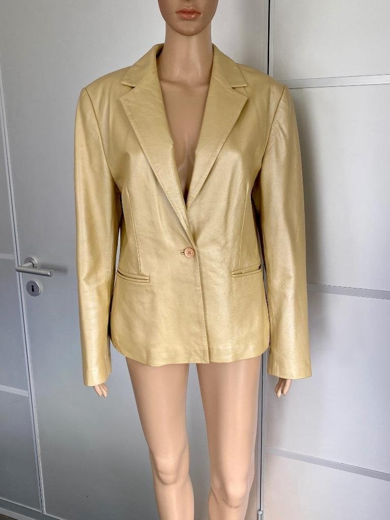 J513 Taifun maat 40=M echt leren jasje blazer colbert leer, Kleding | Dames, Maat 38/40 (M), Beige, Ophalen of Verzenden, Zo goed als nieuw