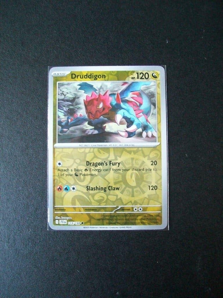 2638. Nieuwe Pokemon Kaart Holofoil DRUDDIGON HP 120 115/159, Verzenden, Nieuw, Losse kaart, Foil
