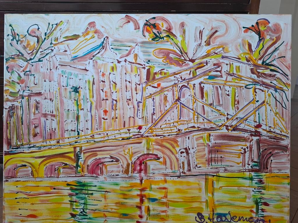 Schilderij Ben Haverman - De Magere Brug Amsterdam, Ophalen of Verzenden