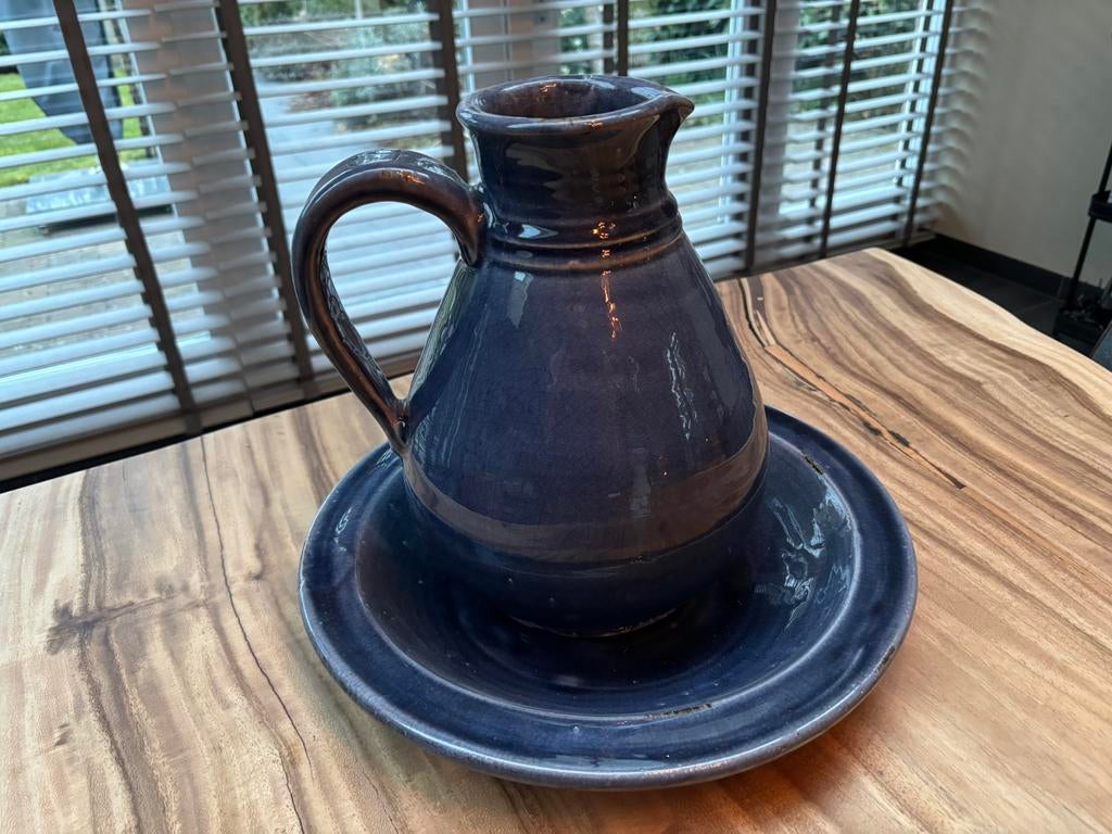 Lampetstel blauw, Ophalen, Brocante, Blauw, Zo goed als nieuw