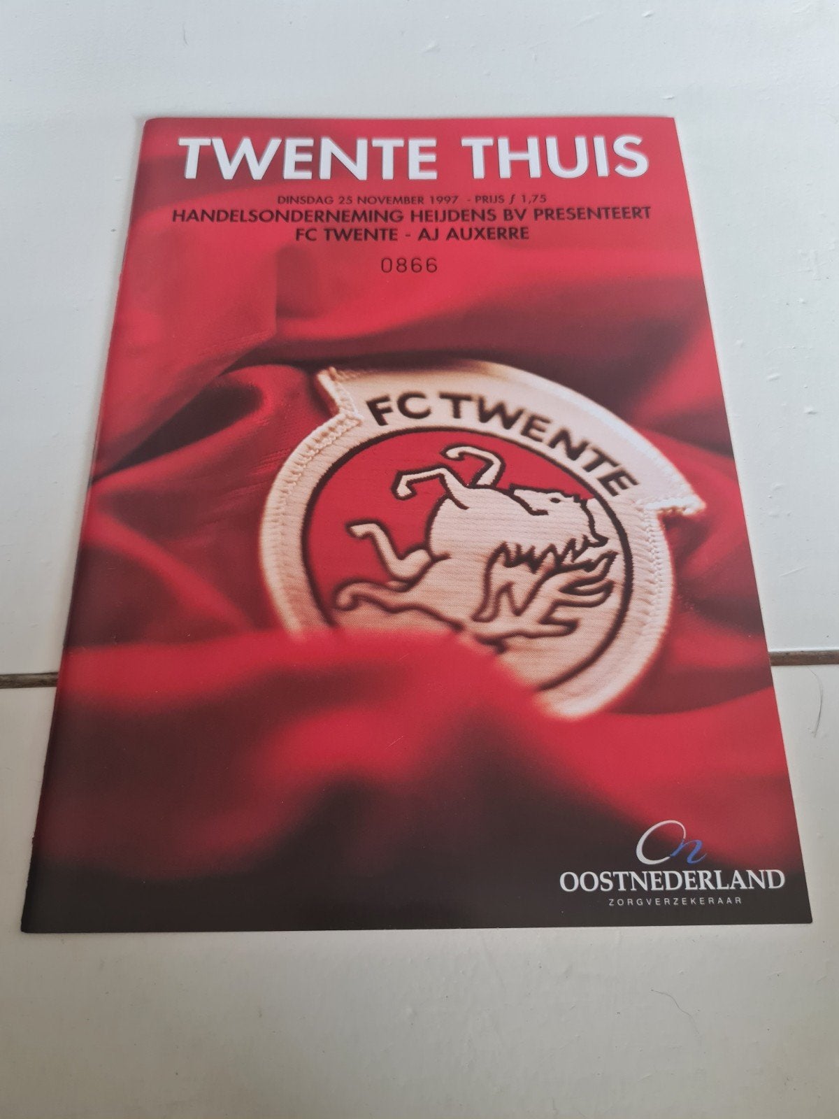 Programmaboekje FC Twente - AJ Auxerre (25 november 1997), Ophalen of Verzenden, Zo goed als nieuw, Sport en Vrije tijd