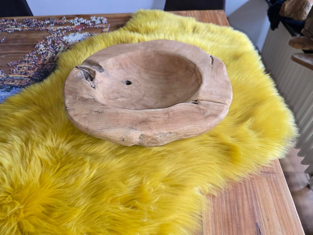 Nieuwe Teak Houten Decoratieve Schaal - 40 cm, Ophalen of Verzenden, Nieuw, Hout, Schaal