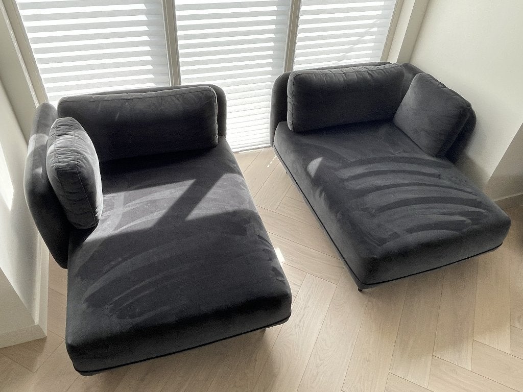 SofaCompany Ellis antraciet 2 chaise longues + voetenbankje, Huis en Inrichting, Ophalen, Overige materialen, Gebruikt, Eenpersoons