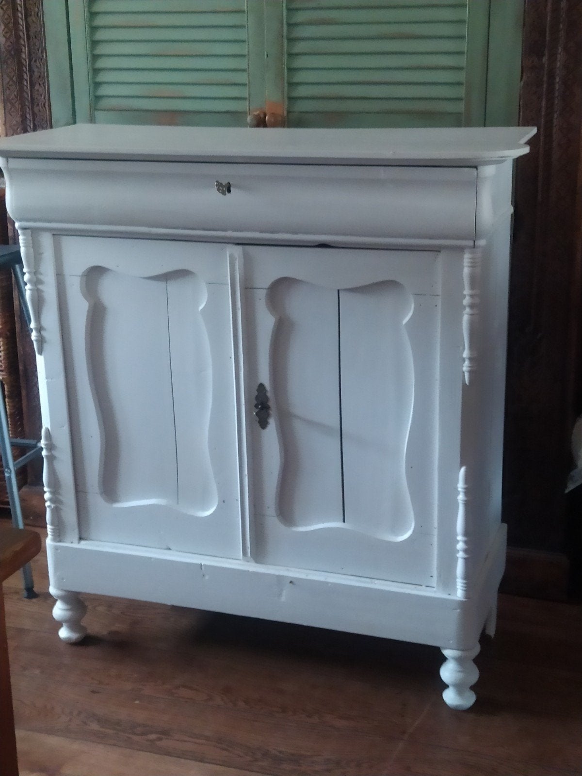 brocante biedermeier kasje kalk wit, Huis en Inrichting, Ophalen of Verzenden