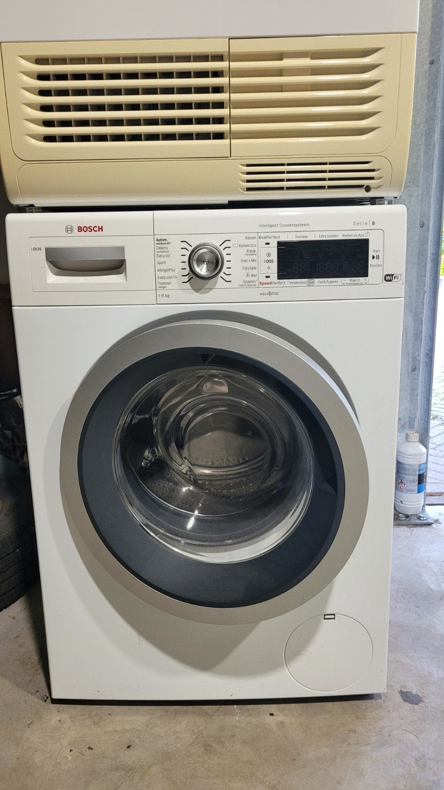 wasmachine bosch serie 8 plus Bauknecht condens droger, Ophalen, Gebruikt, Minder dan 85 cm, 1200 tot 1600 toeren
