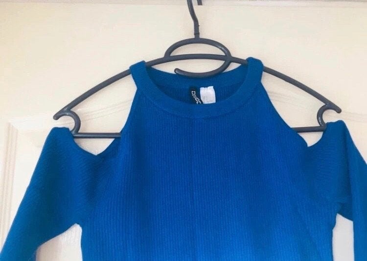 Off shoulder trui blauw maat S, H&M, Blauw, Ophalen of Verzenden, Zo goed als nieuw