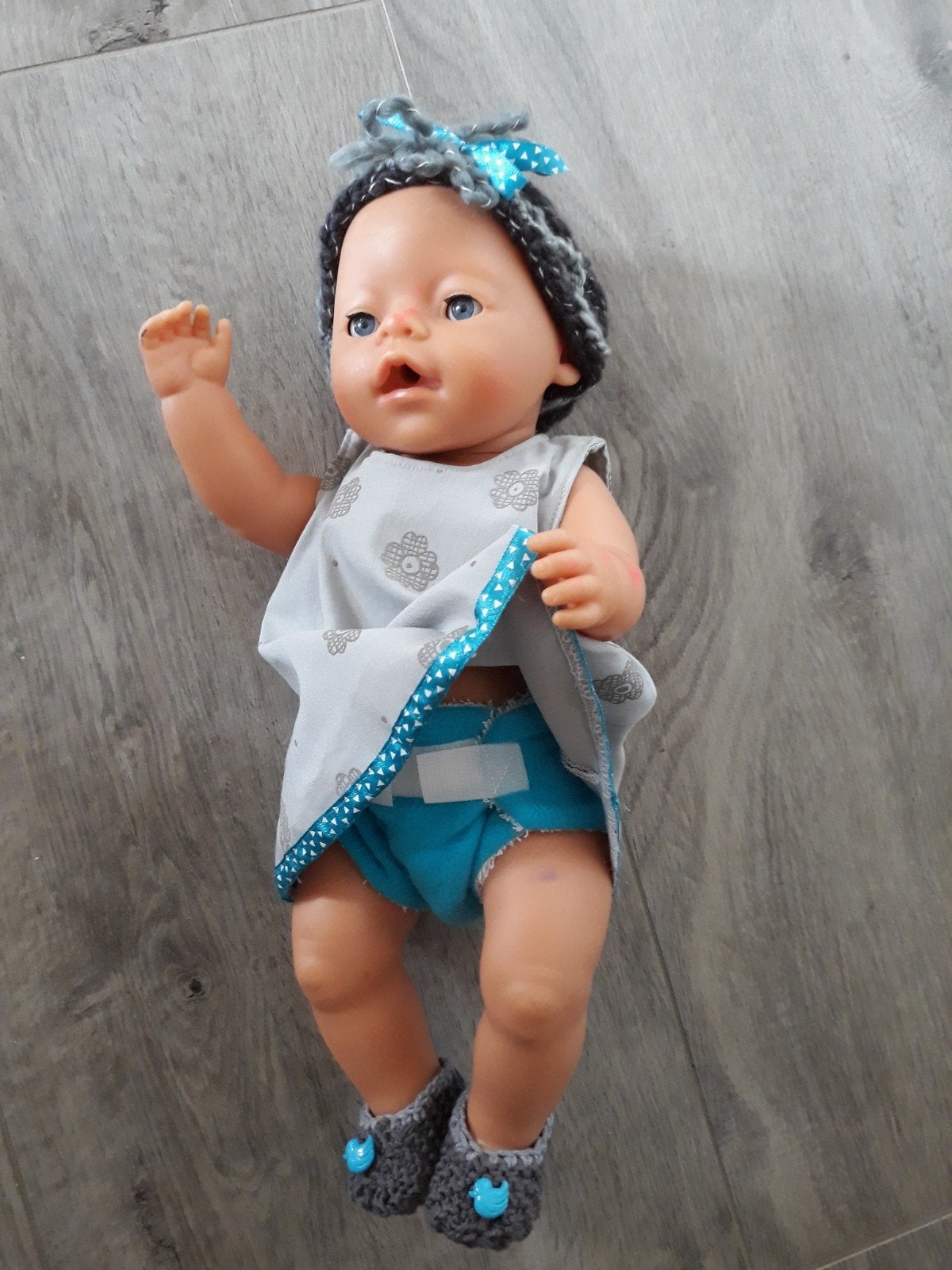 Zelfgemaakte poppenkleertjes voor pop 43 cm 5 delig., Ophalen of Verzenden, Nieuw, Babypop