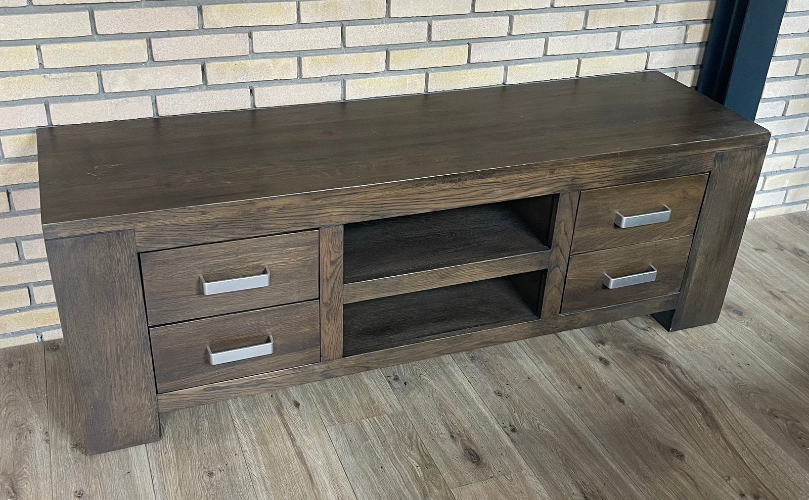 Eiken tv meubel, Ophalen, 150 tot 200 cm, Eikenhout, Zo goed als nieuw