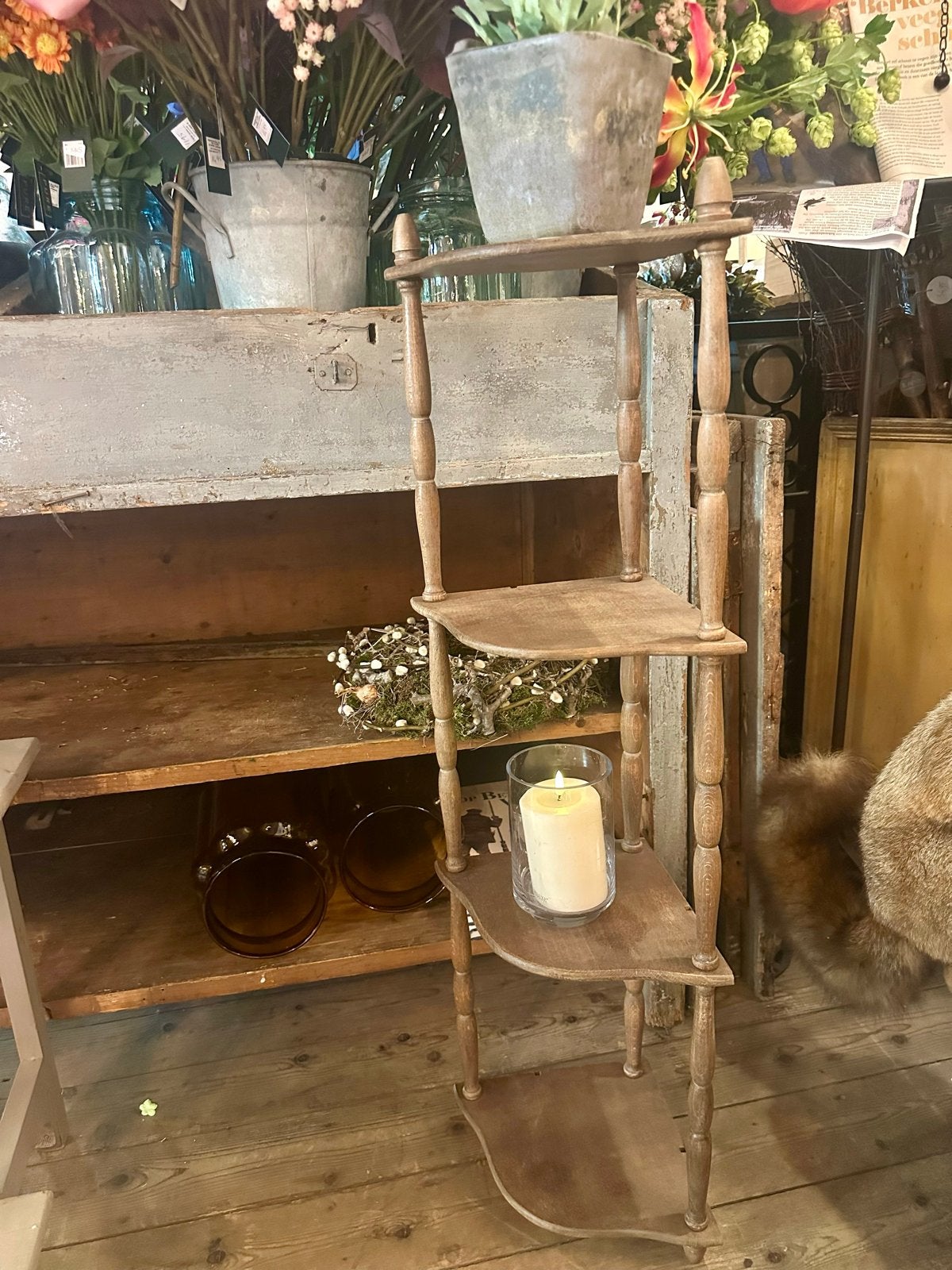Vintage Houten Hoekrekje - Decoratief & Praktisch, Ophalen