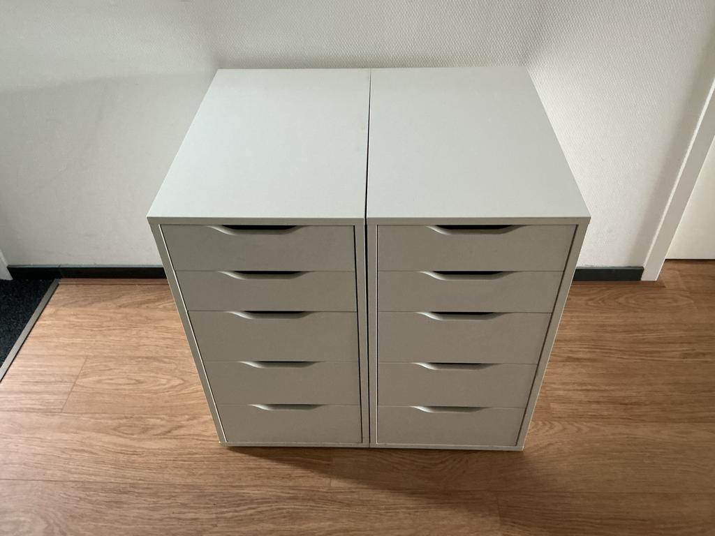 2x zgan.ALEX Ladeblokken met 5 lades - Wit geglazuurd, Huis en Inrichting, Kasten | Ladekasten, Ophalen, Minder dan 50 cm, Gebruikt