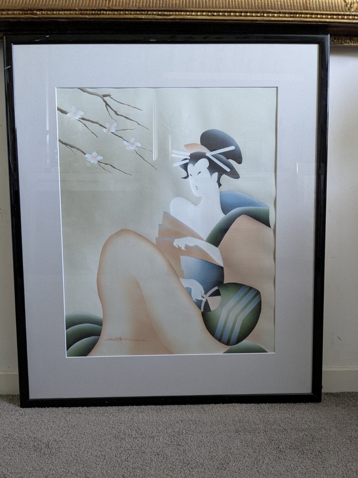 Moderne Japanse Geisha op doek (Ingelijst), Antiek en Kunst, Kunst | Schilderijen | Modern, Ophalen, Figuren, Papier/karton, Print