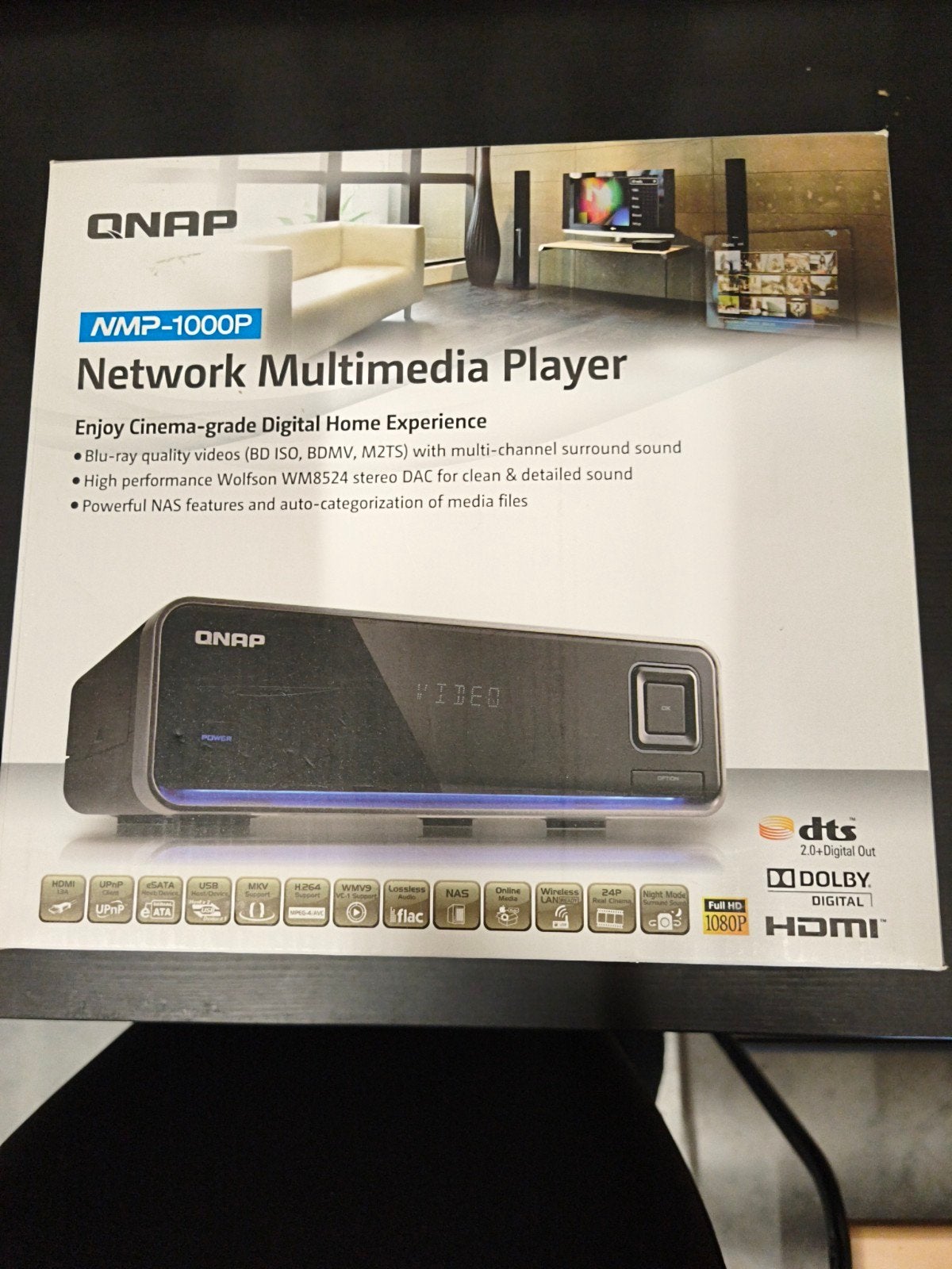 QNAP NMP-1000P Netwerk Mediaspeler met 2TB HDD, Ophalen of Verzenden, Zo goed als nieuw, HDMI, 1500 GB of meer