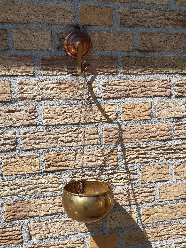 Koperen hang bloempotje, Ophalen of Verzenden, Koper