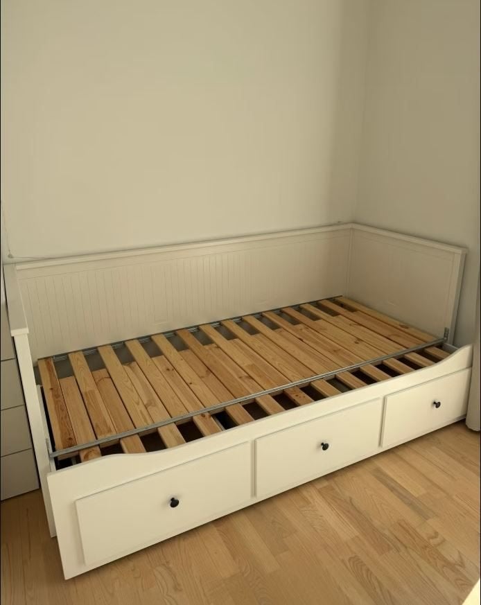 IKEA HEMNES bed, Ophalen, Uitschuifbaar bed, Wit, 200 cm