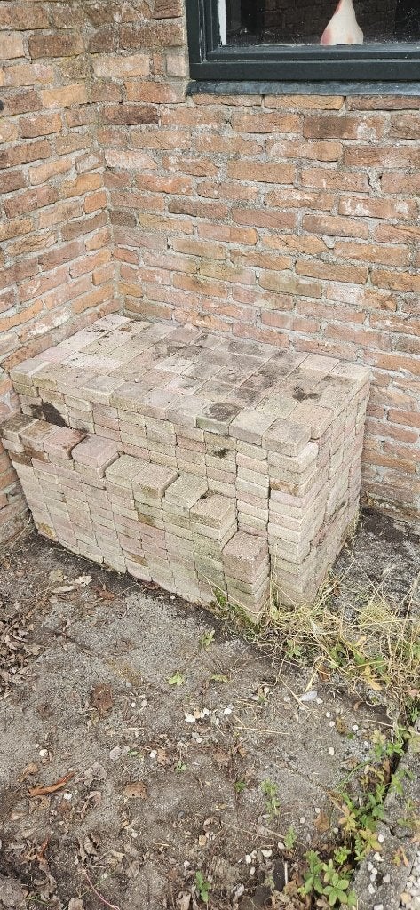 Betonklinkers / Cobblestones 10x10x4 cm – ca. 8 m², Ophalen, Gebruikt, Klinkers, 5 tot 10 m²