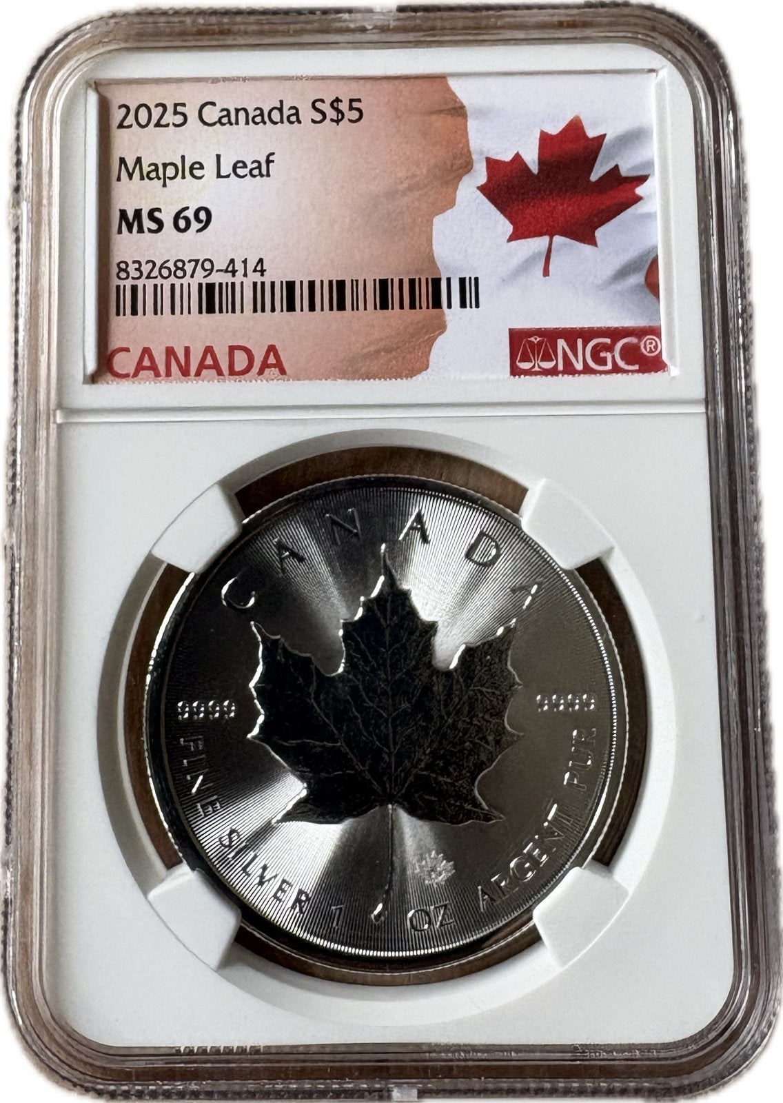 2025 Canada S$5 Maple Leaf MS 69 Zilveren Munt, Postzegels en Munten, Munten | Amerika, Ophalen of Verzenden, Noord-Amerika, Losse munt