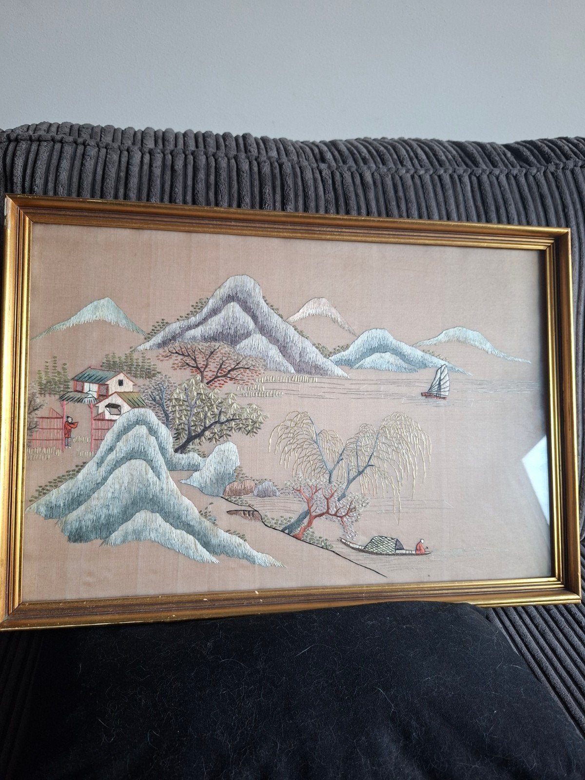 chinees schilderij zijde geborduurd japanse stijl, Antiek en Kunst, Ophalen