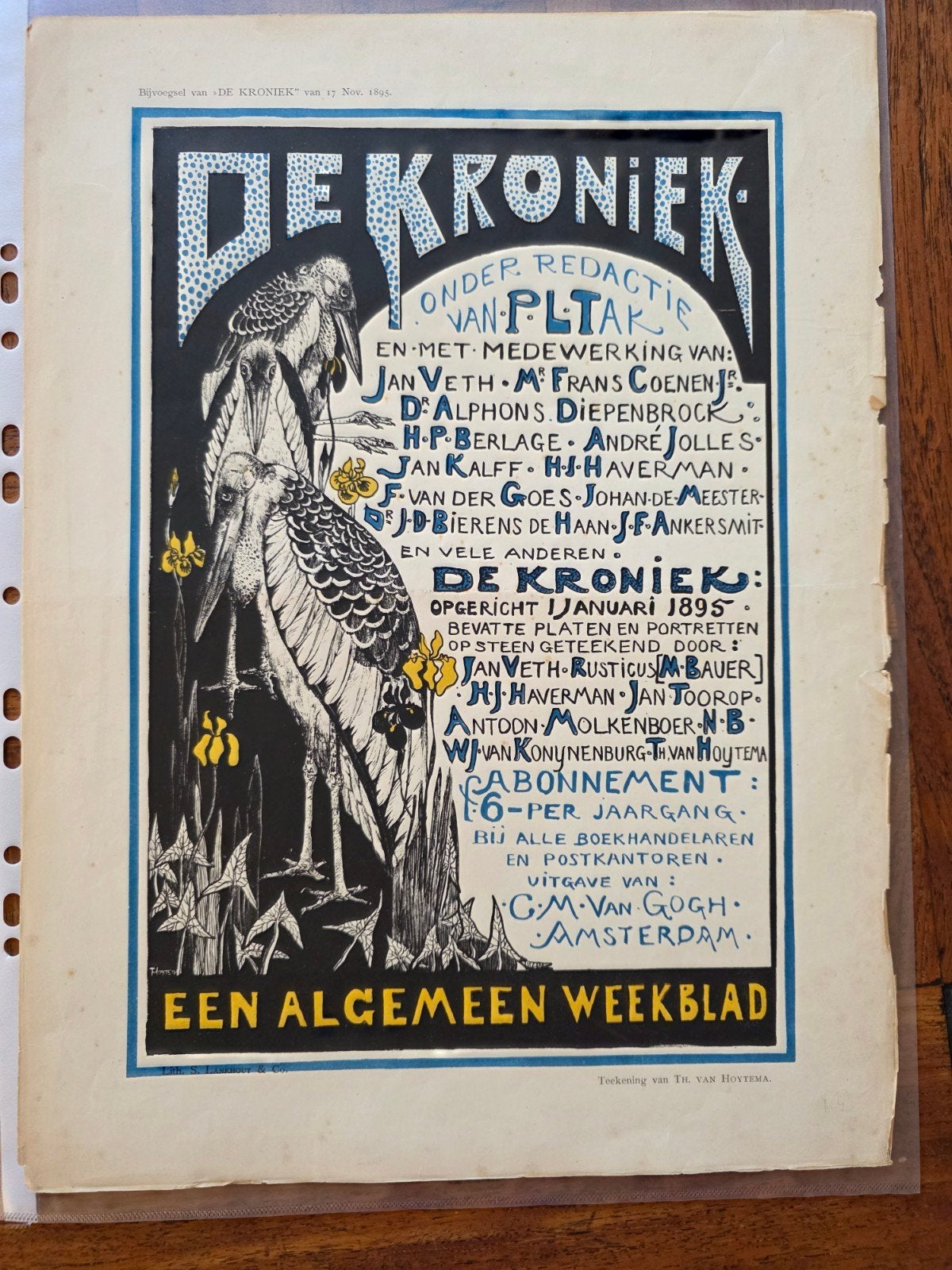 Theo van Hoytema - de Kroniek - 1895, Antiek en Kunst, Antiek | Boeken en Bijbels, Ophalen of Verzenden, Theo van Hoytema.